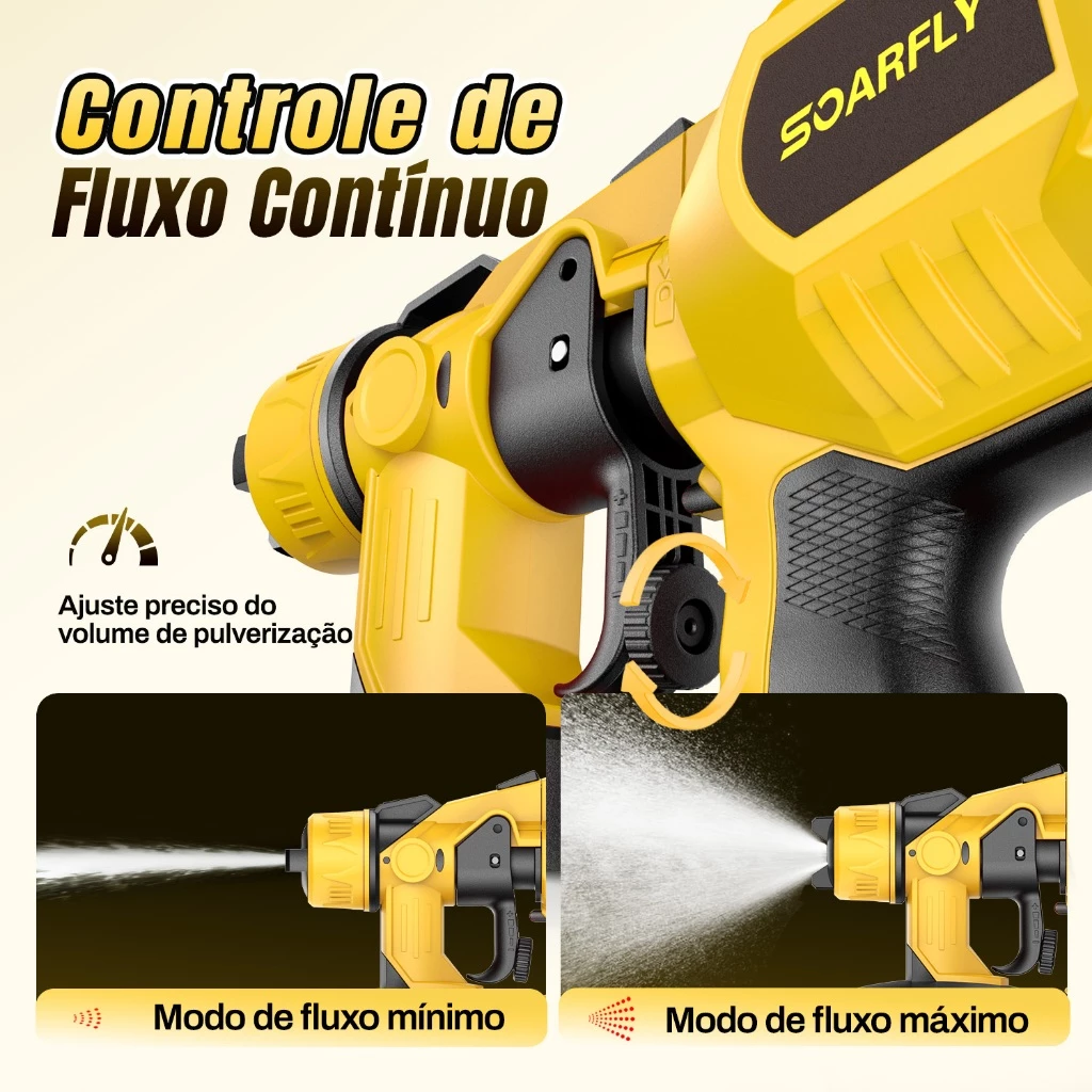 Pistola Pulverizador de Tinta Portátil 850W + 2 Baterias 48V