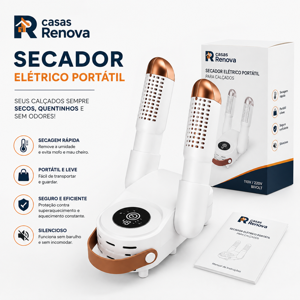 Secador Elétrico Ideal Viagem Para Sapatos, Botas, Meias e Tênis